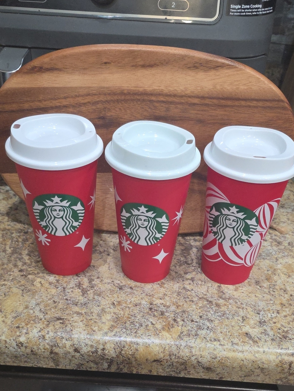Starbucks Red Holiday Travel Cups with White Lids (Set of 3) 2-2022 / 1-2024